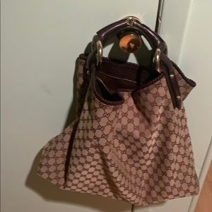 Gucci large brown and tan horsebit hobo